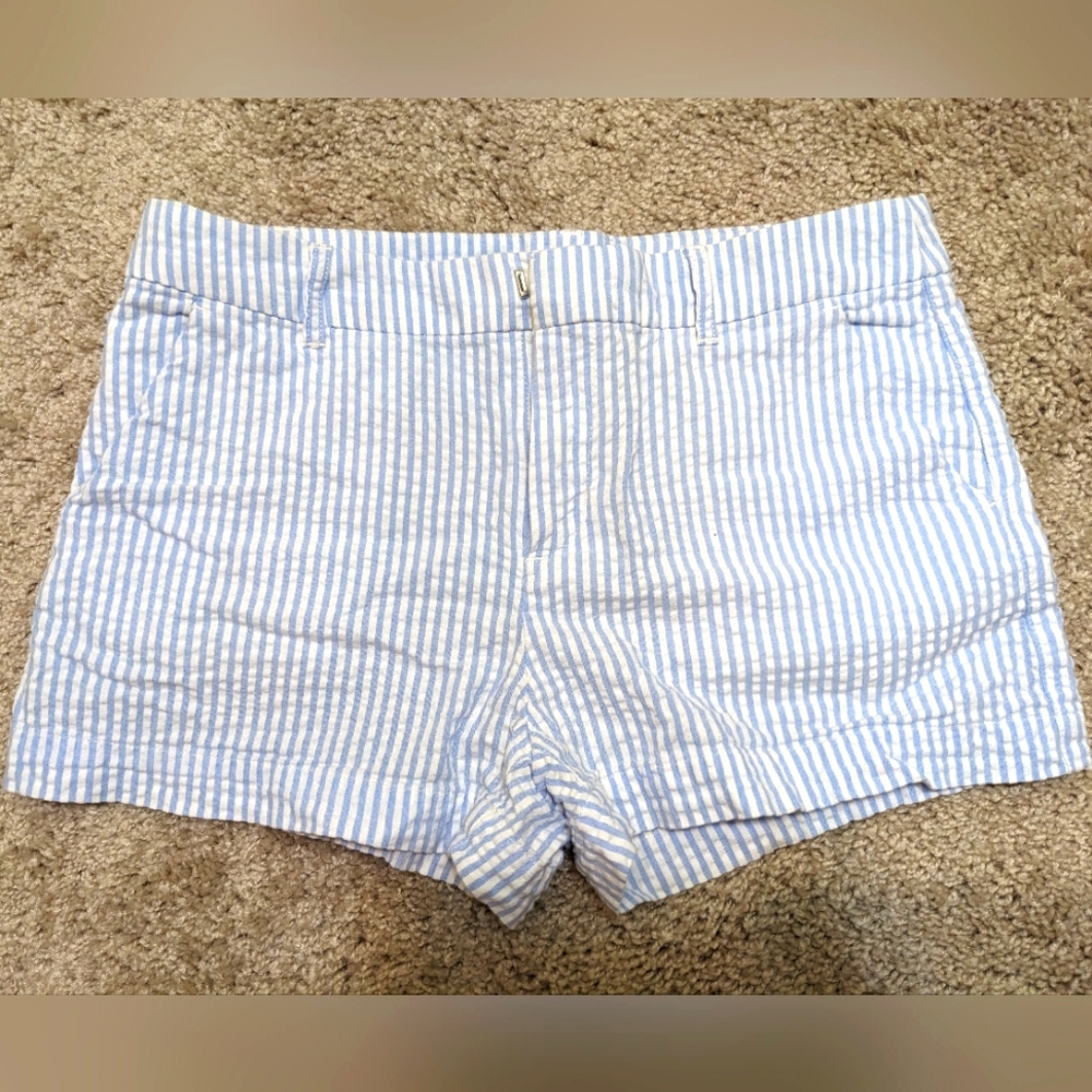 Blue/white striped boat shorts